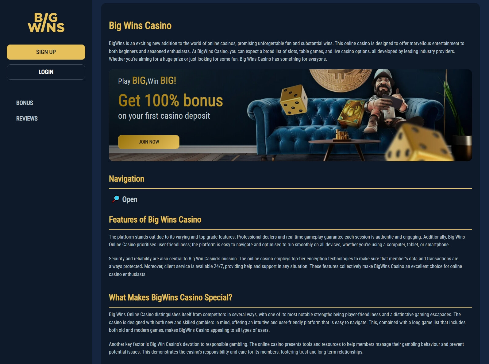 BigWins Casino Testimonial